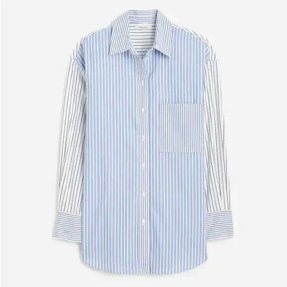Madewell mixed stripe poplin oversized shirt - Picture 1 of 5